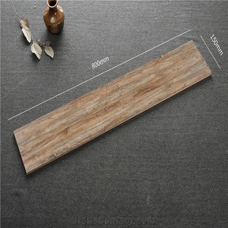 Cherry Wood Grain Plain Bright Non Slip Ceramic Floor Tile