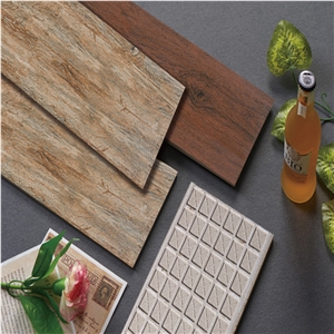 Cherry Wood Grain Plain Bright Non Slip Ceramic Floor Tile