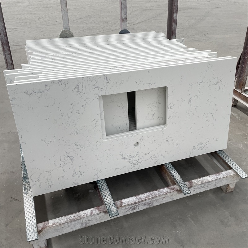 Engineer Artificial Stone Carrara White Quartz Countertop
