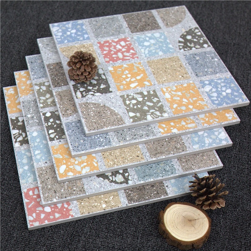 Full Body Bathroom Design Clay Terrazzo Pattern Ceramic Floor Tiles