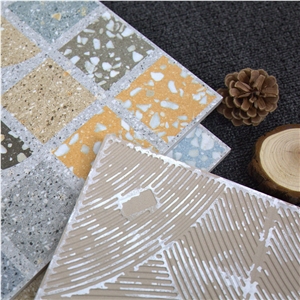Full Body Bathroom Design Clay Terrazzo Pattern Ceramic Floor Tiles