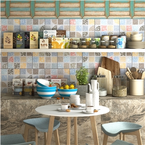Full Body Bathroom Design Clay Terrazzo Pattern Ceramic Floor Tiles