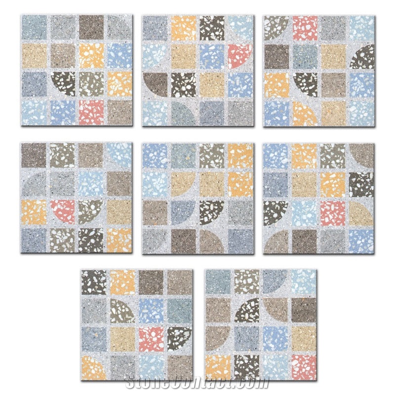 Full Body Bathroom Design Clay Terrazzo Pattern Ceramic Floor Tiles