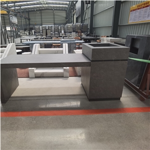 Grey Sintered Stone Open Kitchen Island Countertop