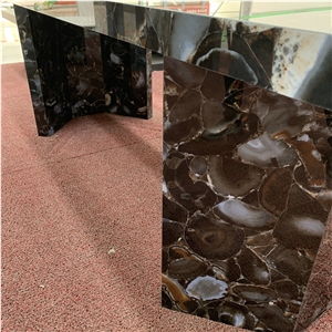 Luxury Sintered Stone Brown Agate Stone Table For Home Decor