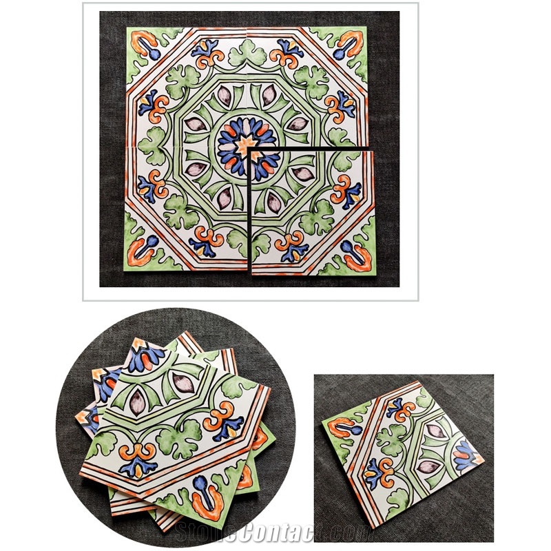 Retro Hand-Painted Tiles Restaurant Hotel Background Ceramic Tiles