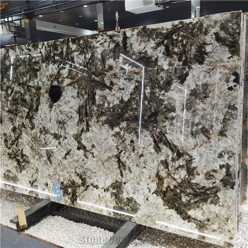 Alpinus Black Crystal Quartzite Slab For Indoor Wall Floor