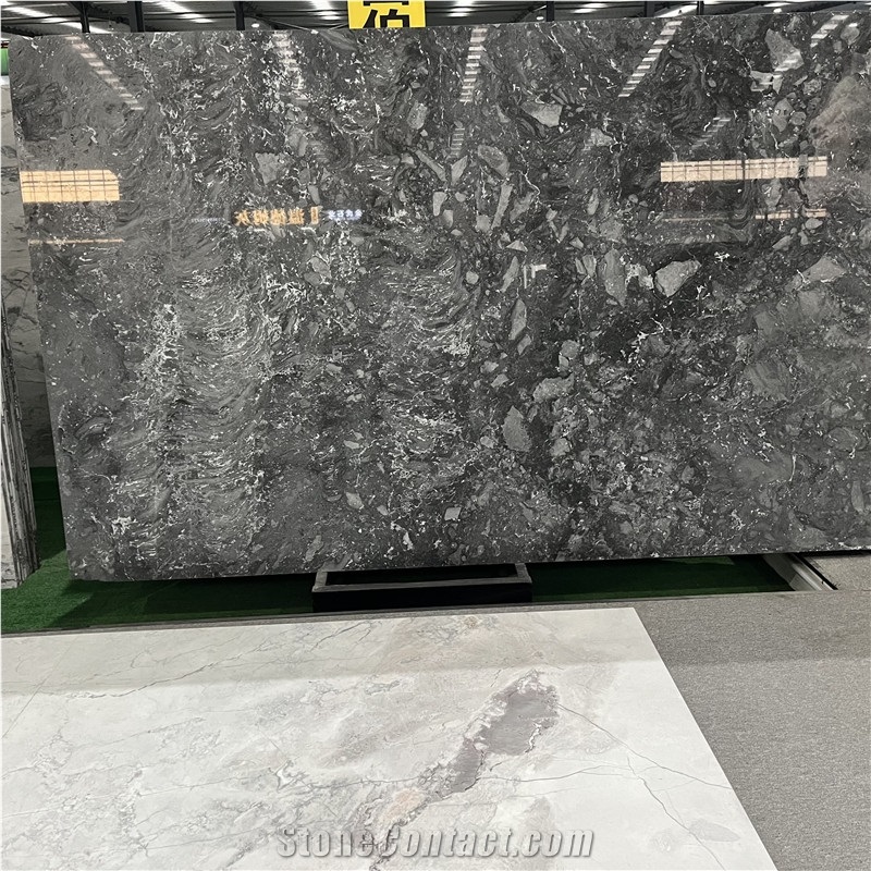 Brazil Dark Grey Stone Earl Grey Marble Slabs For Wall Floor