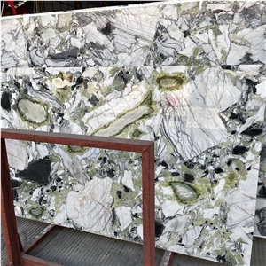 China Green Stone Ice Jade Marble Slab For Countertop & Wall