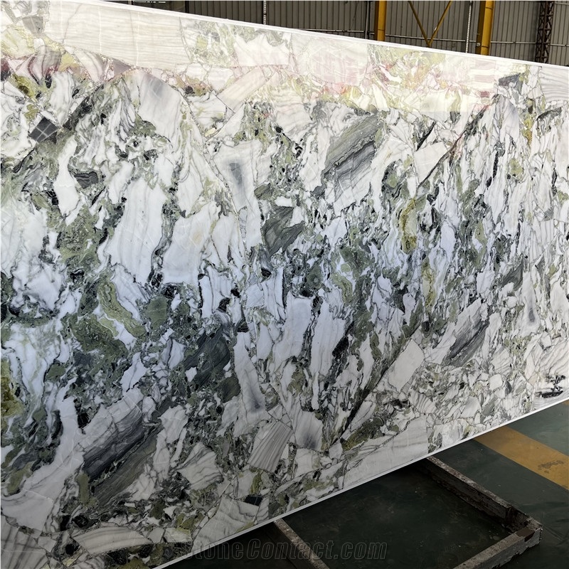 China Green Stone Ice Jade Marble Slab For Countertop & Wall