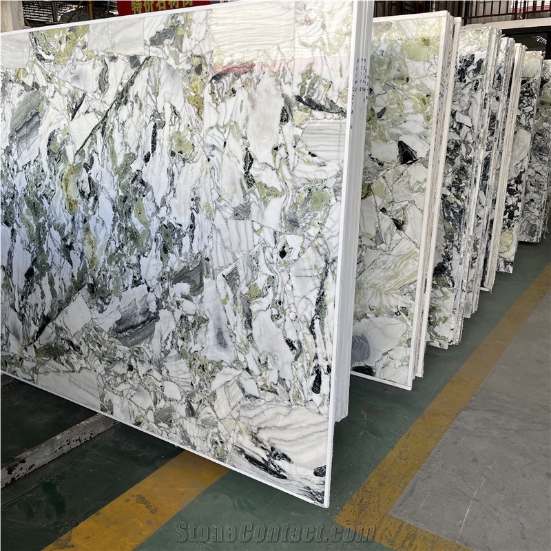 China Green Stone Ice Jade Marble Slab For Countertop & Wall
