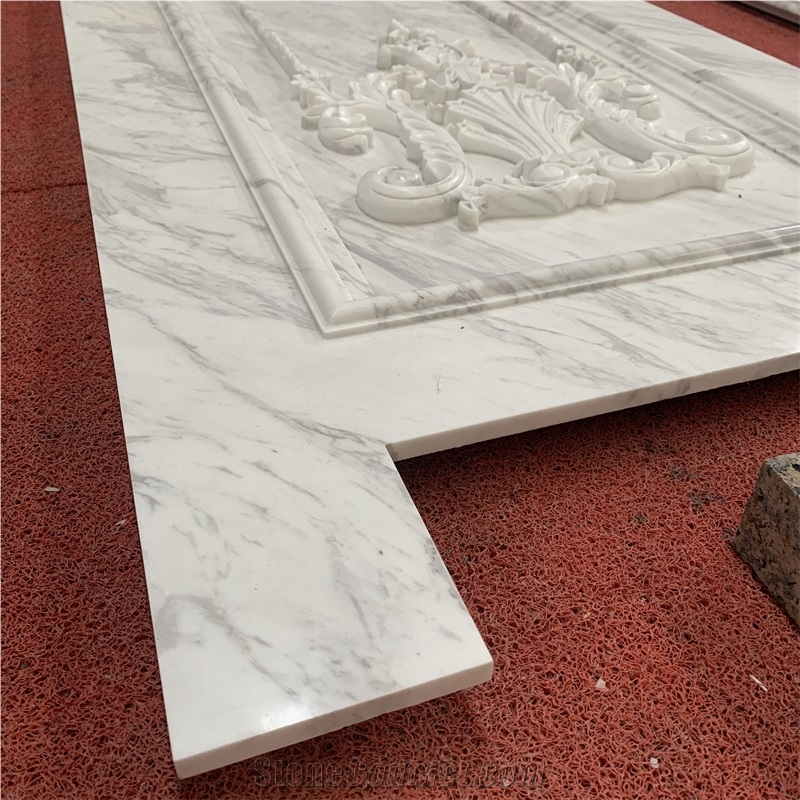 Customize Volakas White Marble Hand Carved Background Wall