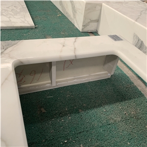 Customized Calacatta White Marble Kitchen Countertop