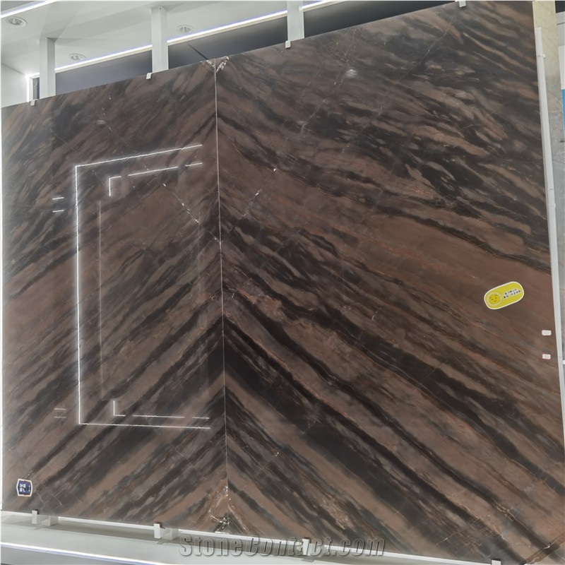 Elegant Brown Book Match Quartzite Exotic Stone Slab