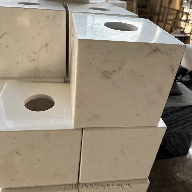 Factory Direct White Marble Square Tissue Box For Home&Hotel