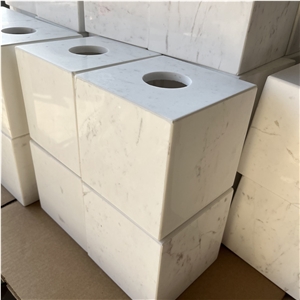Factory Direct White Marble Square Tissue Box For Home&Hotel