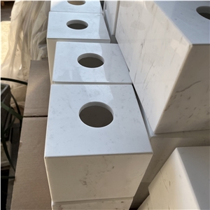 Factory Direct White Marble Square Tissue Box For Home&Hotel