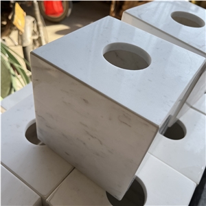 Factory Direct White Marble Square Tissue Box For Home&Hotel