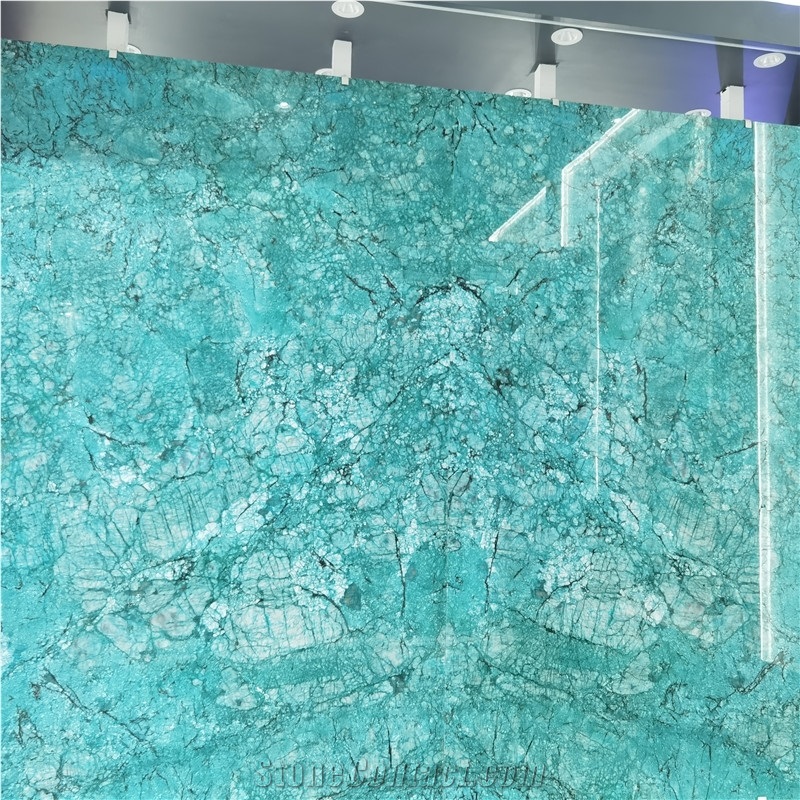 Fusion Blue Quartzite Slab Led Stone Decoration
