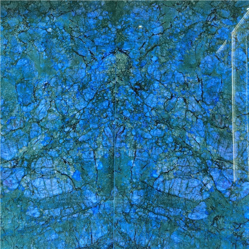 Fusion Blue Quartzite Slab Led Stone Decoration