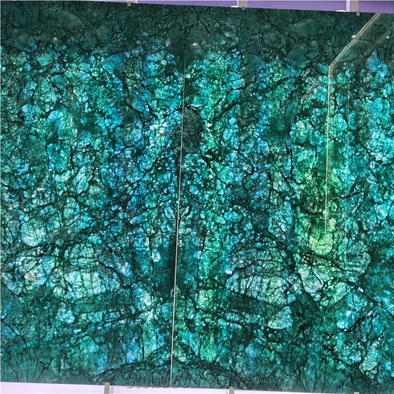 Fusion Blue Quartzite Slab Led Stone Decoration