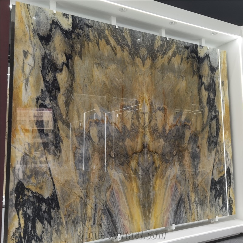 Gold Fire Yellow Quartzite Pattern Stone Slab Price