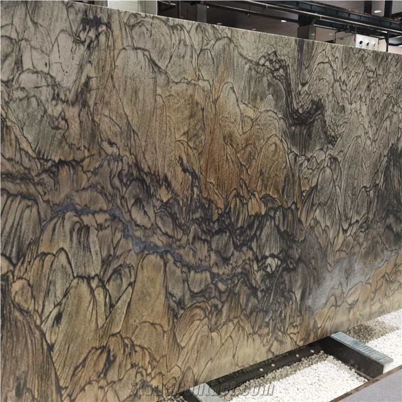 Leathered Surface Antique Elegant Brown Quartzite Slab