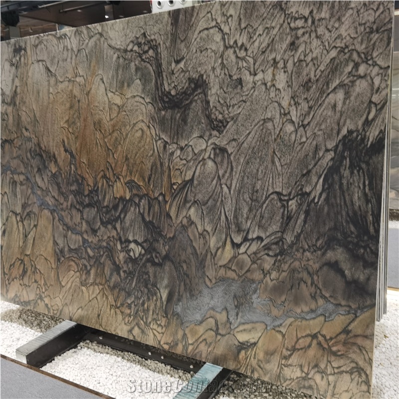 Leathered Surface Antique Elegant Brown Quartzite Slab