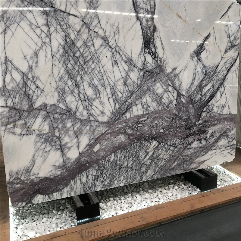 Lilac White Marble Purple Vein Marble Slab Tiles