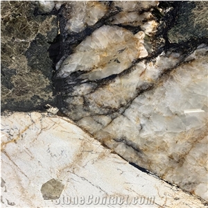 Luxury Backlit Alpinus Quartzite Super Crystal Slab For Wall