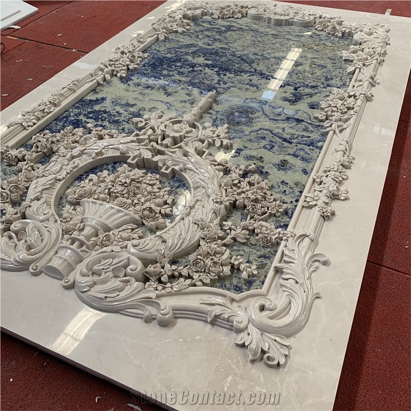 Luxury Cnc Flower Carved Background Wall For Hotel And Villa