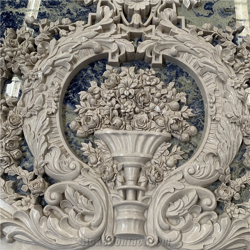 Luxury Cnc Flower Carved Background Wall For Hotel And Villa