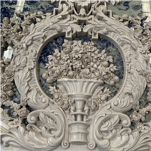 Luxury Cnc Flower Carved Background Wall For Hotel And Villa