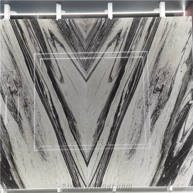 Modern Black And White Quartzite Stone Slab