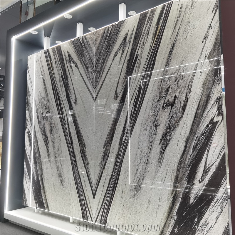 Modern Black And White Quartzite Stone Slab