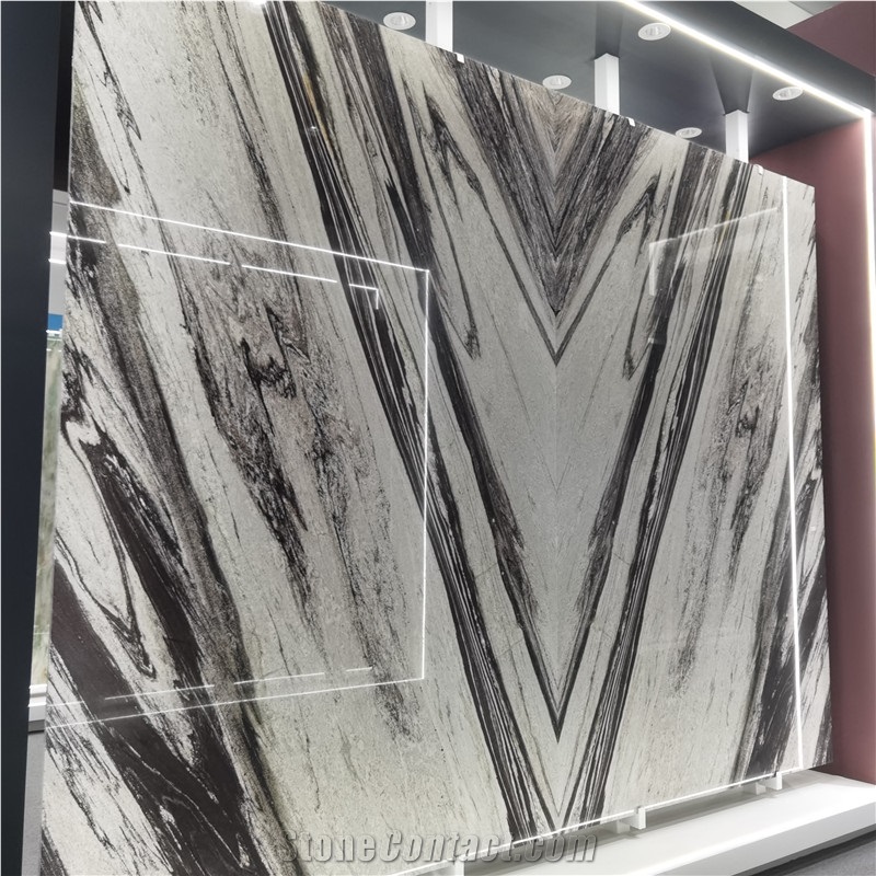 Modern Black And White Quartzite Stone Slab