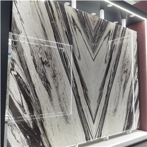 Modern Black And White Quartzite Stone Slab