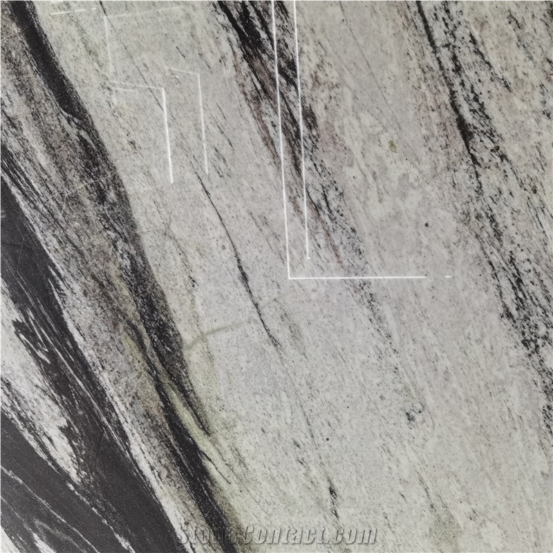 Modern Black And White Quartzite Stone Slab