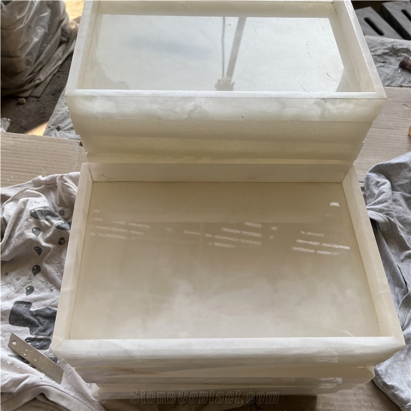 Natural White Onyx Rectangle Tray For Restaurant/Hotel/Home