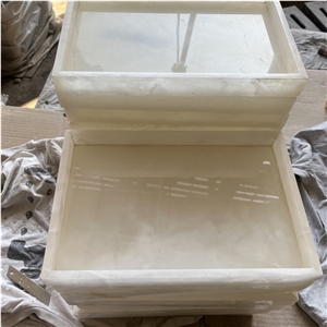 Natural White Onyx Rectangle Tray For Restaurant/Hotel/Home