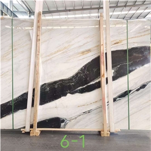 Panda White Marble Slabs With Black Veins Bookmatch For Wall