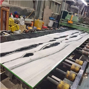 Panda White Marble Slabs With Black Veins Bookmatch For Wall