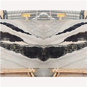Panda White Marble Slabs With Black Veins Bookmatch For Wall