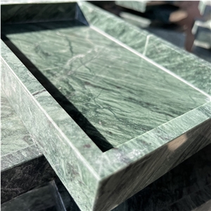Rectangle Natural Green Marble Serving Tray For Hotel Home