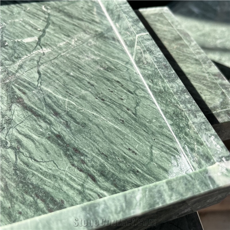 Rectangle Natural Green Marble Serving Tray For Hotel Home