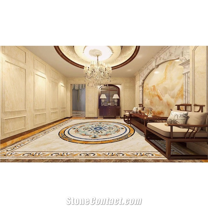Round Marble Medallion Flooring Waterjet Pattern Tiles