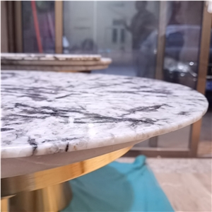 Snow Mountain Silver Backlight Exotic Stone Table Top