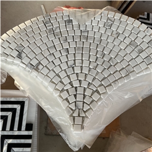 White Marble Fanshaped Mosaic Tiles Interior Background Wall