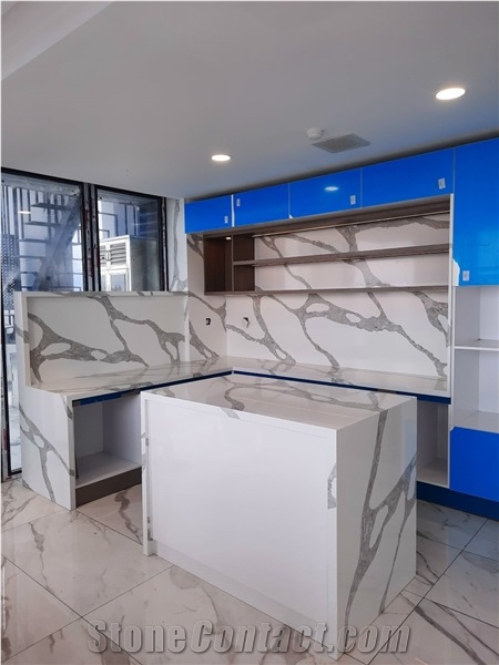 93% Quartz Stone Cut To Make Kitchen Countertops