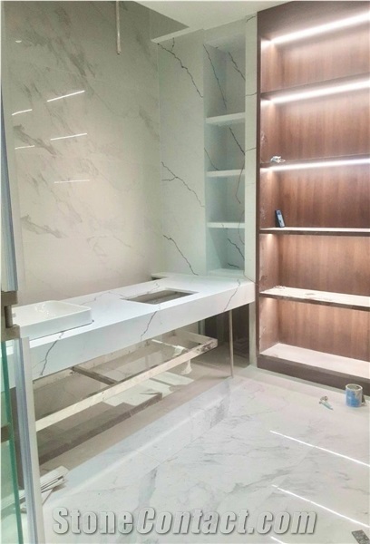 93% Quartz Stone Cut To Make Kitchen Countertops